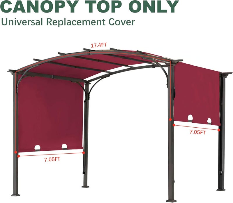 SCOMANAGE 85''x 208'' Universal Doubleton Steel Pergola Replacement Cover for Pergola L-PG080PST, (Burgundy) - Image 2